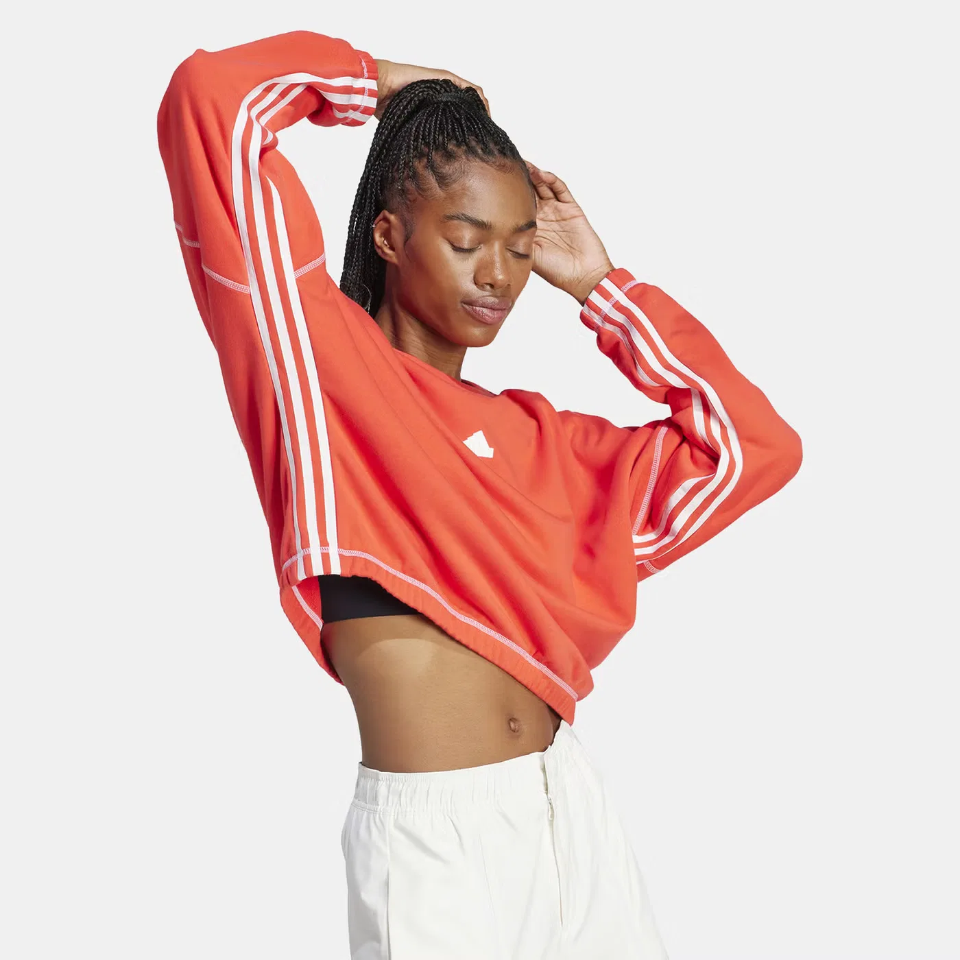 Свитшот женский с принтом Adidas, красный — фото 3