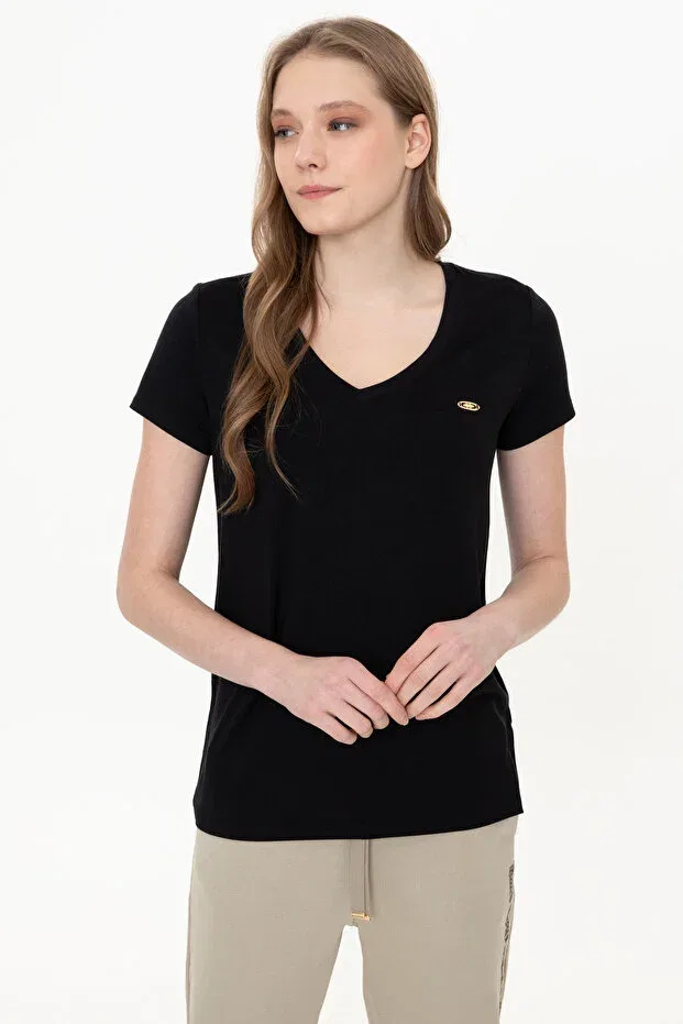 Женская футболка с V-образным вырезом U.S. Polo Assn., Black