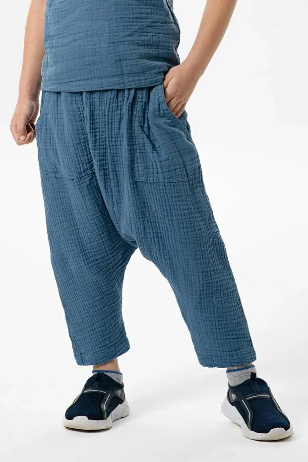 Детские шорты для мальчиков хлопковые Basics Eliş Şile Bezi, Indigo — фото 2