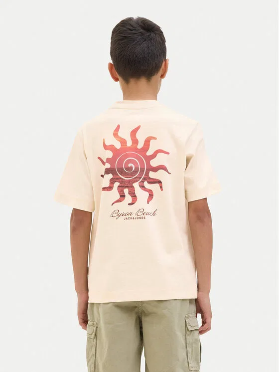 Футболка relaxed fit Canggu Jack & Jones Junior, бежевый — фото 3