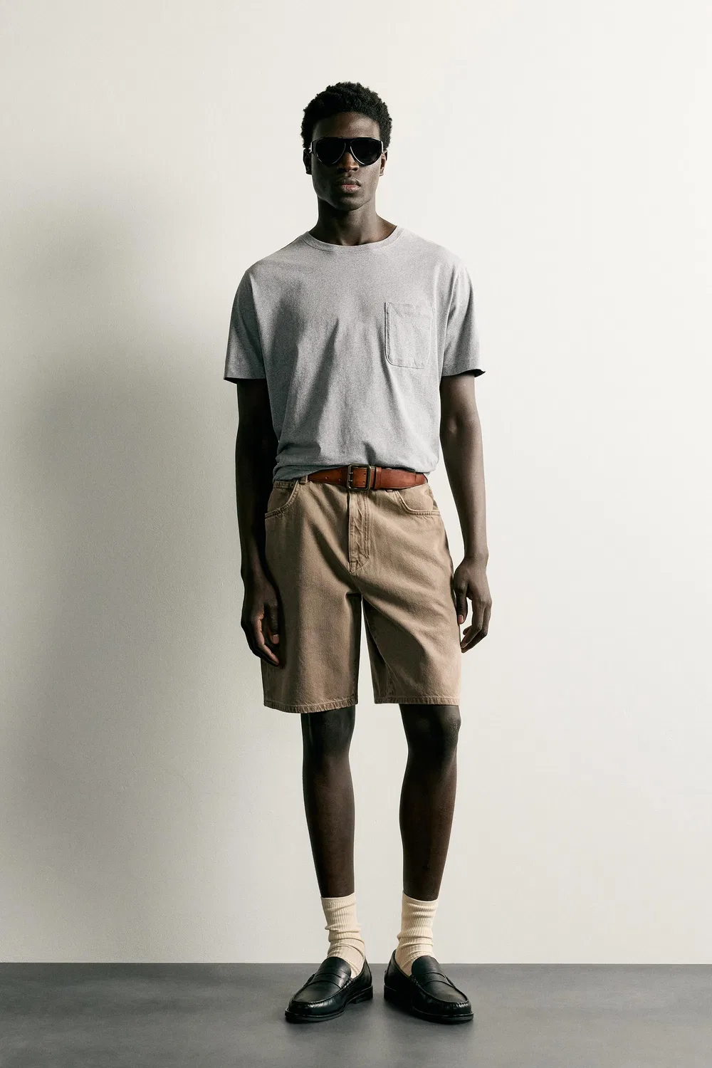 Легкая футболка свободного кройа ZARA, Grey marl