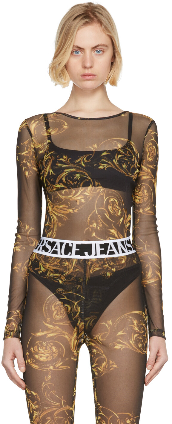 

Черное сетчатое боди Regalia Baroque Versace Jeans Couture