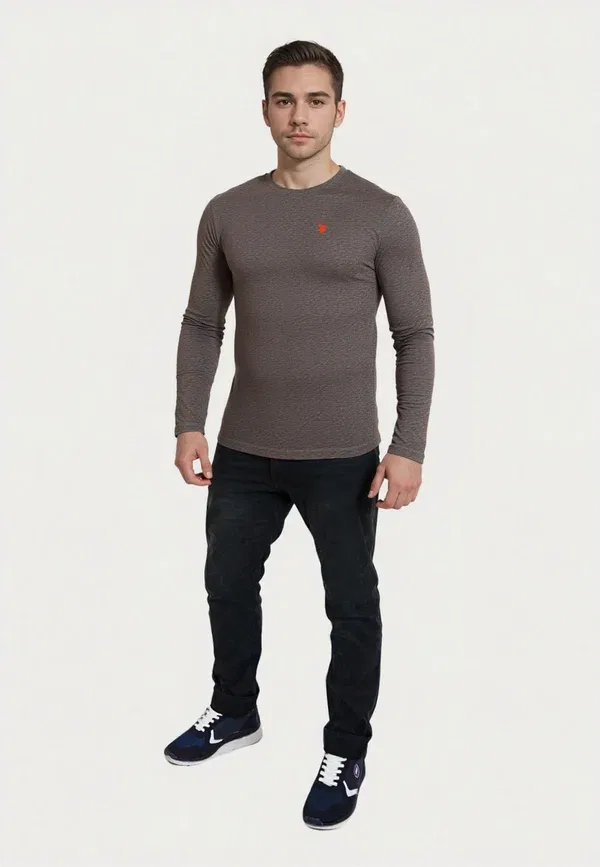 Лонгслив меланжевый Longsleeve rundhals U.S. Polo Assn., anthrazit — фото 2