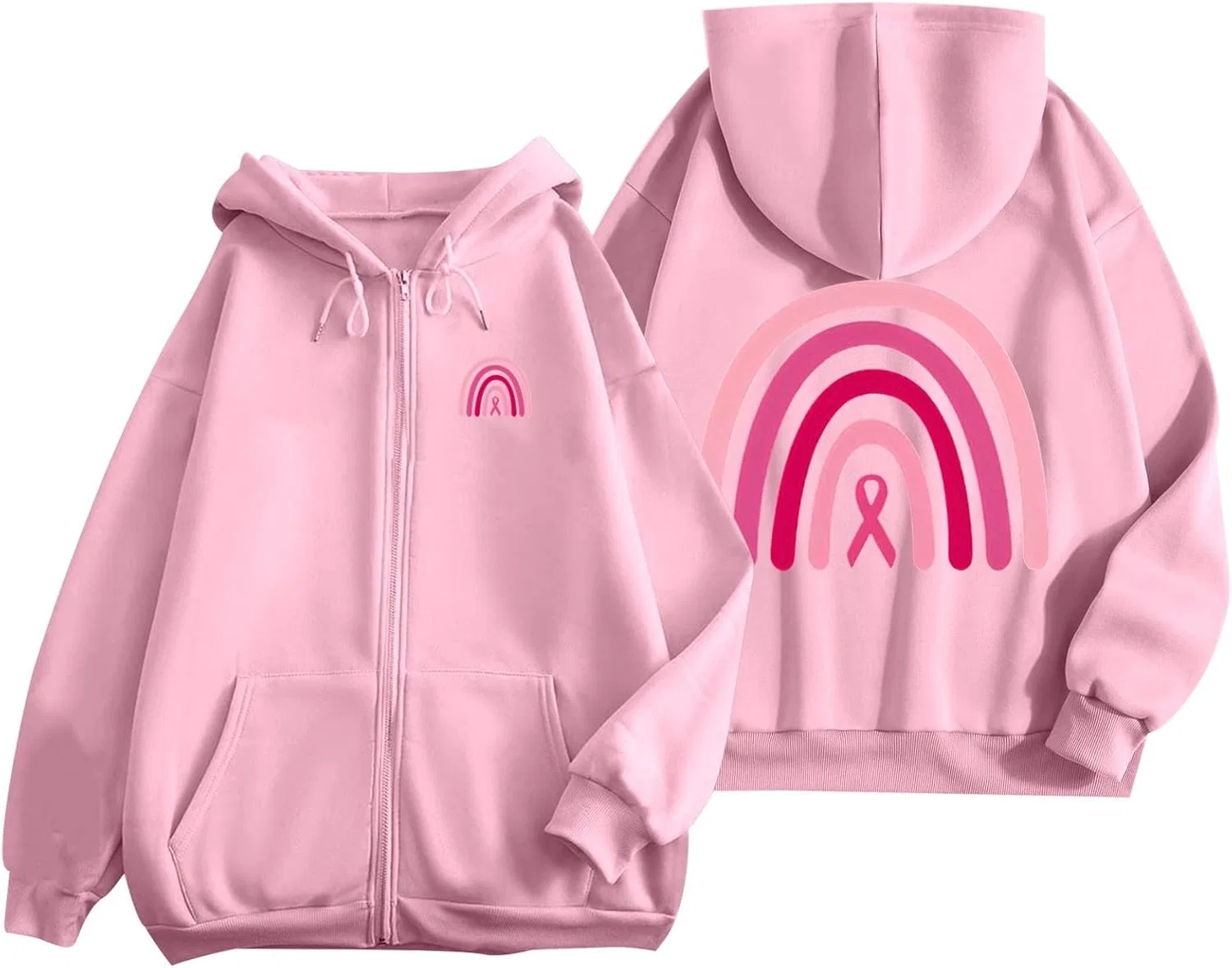 Худи женское с карманом и капюшоном, Pink Ribbon, Pink 2