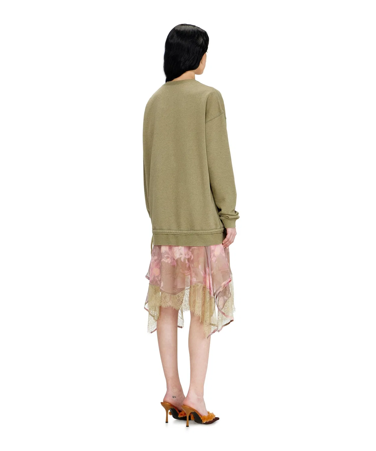Женское платье из футера с цветочным принтом D-ORELY DIESEL, Beige — фото 4