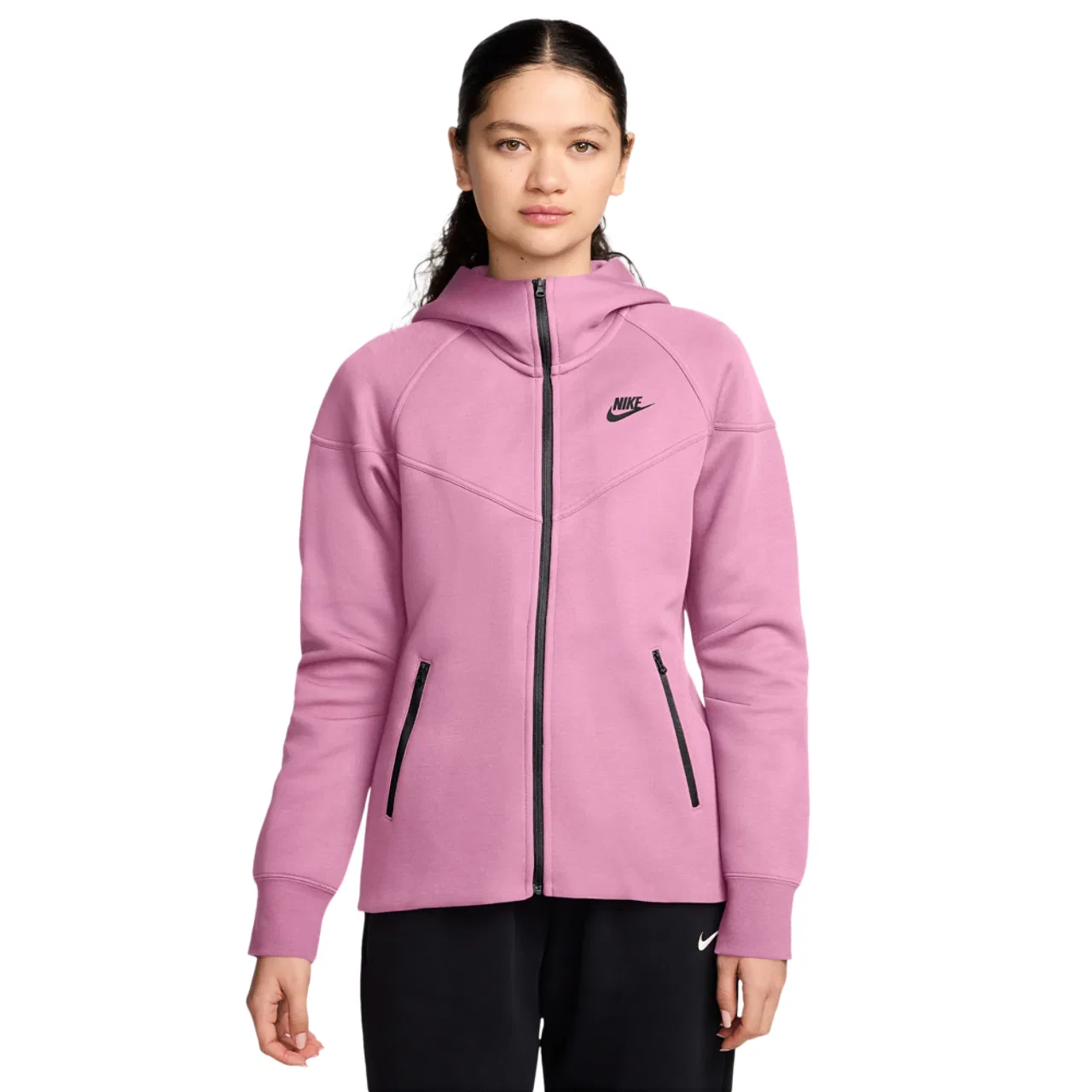 Женская олимпийка Nike Tech Fleece Full ZIP Hoodie, черный/розовый