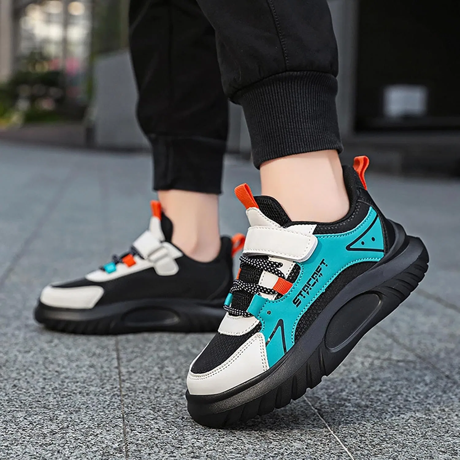 Детские кроссовки для мальчиков с плоской платформой, Black — фото 2