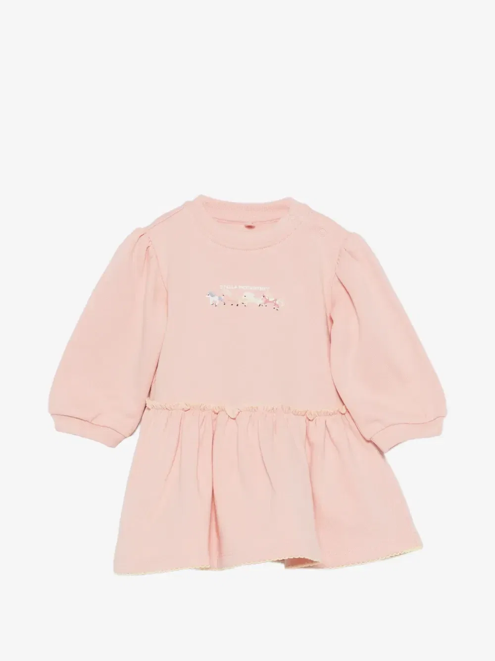 Платье с оборками и вышивкой лошади Stella McCartney Kids, розовый