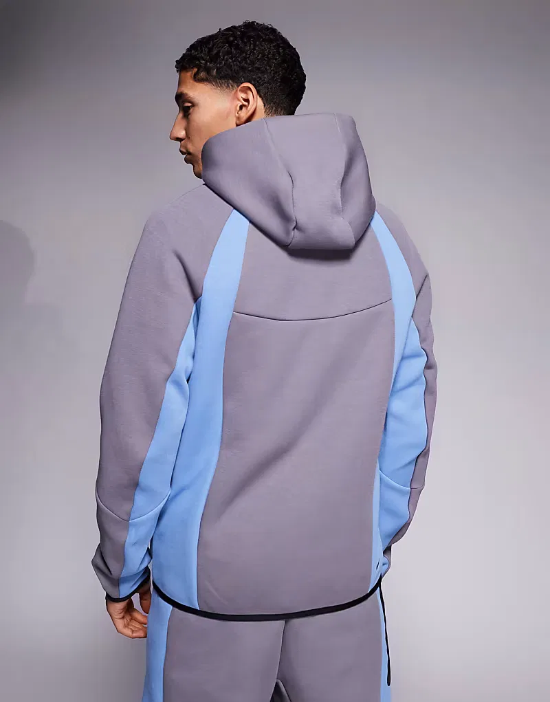 Куртка Nike Tech Fleece Pro на молнии, серо-синяя — фото 3