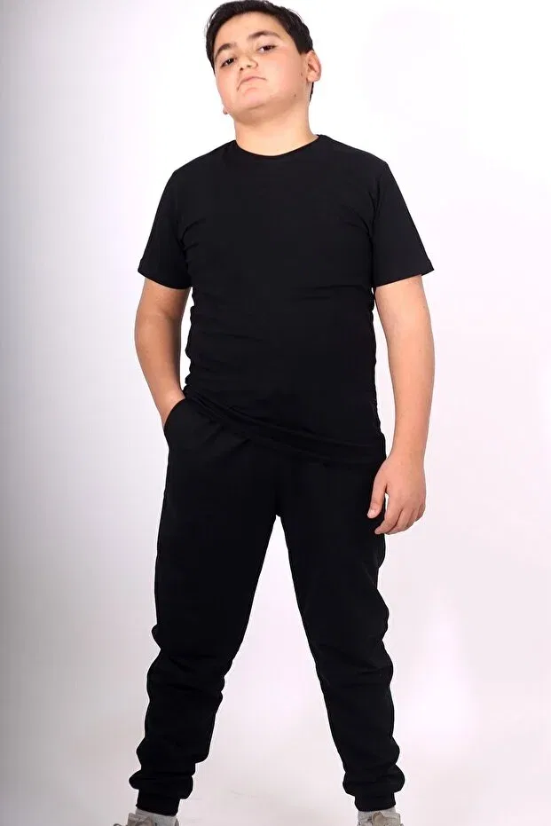 Детский комплект спортивных штанов и футболки для девочек Cosba Kids Wear, Black-Black
