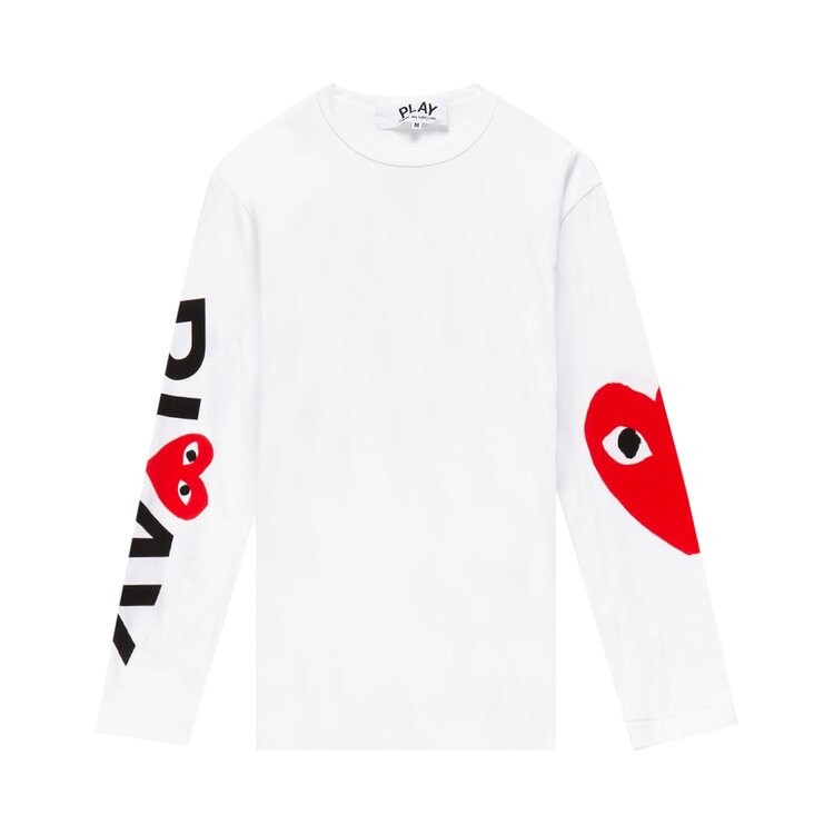 

Футболка Comme des Garçons PLAY Logo Long-Sleeve T-Shirt 'White', белый