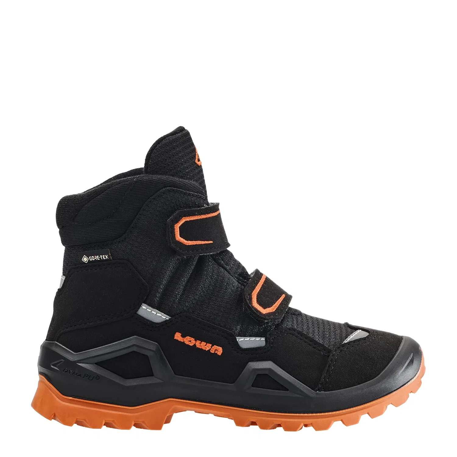 Детские ботинки для мальчиков с мембраной Milo Evo Gtx Mid Jr LOWA, Black Orange