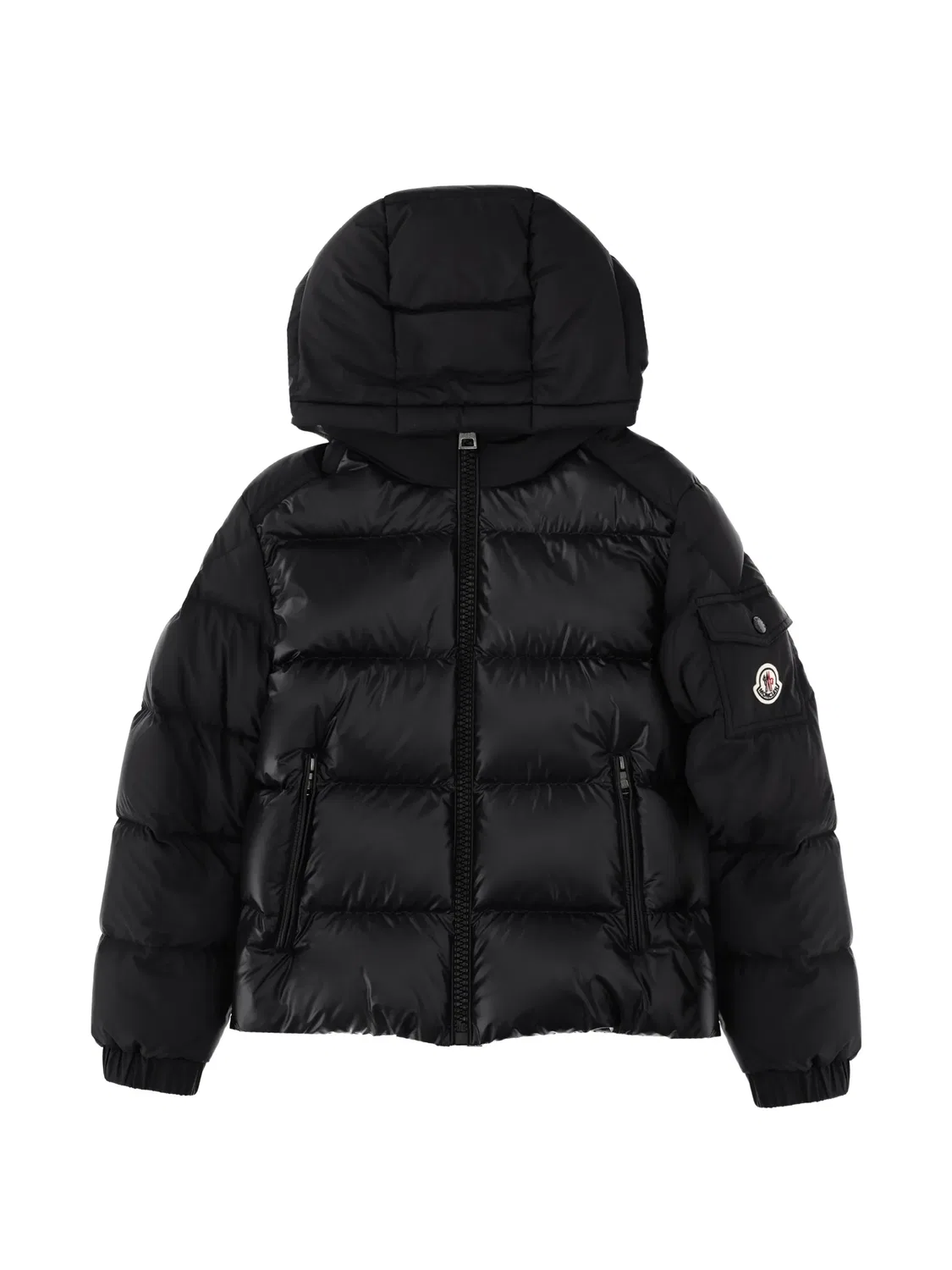 Стеганая куртка с капюшоном, черная Moncler, черный