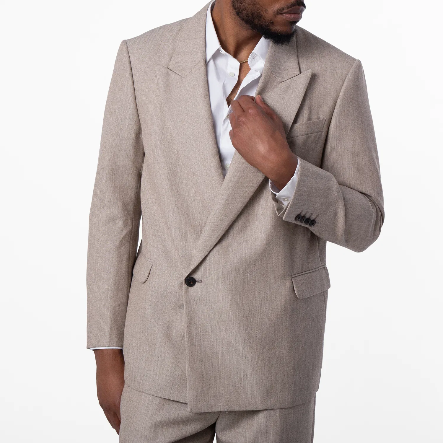 Костюм свободного кроя из чистой шерсти Loose-Fit Virgin Wool Suit Emporio Armani, Roasted Cashew — фото 2
