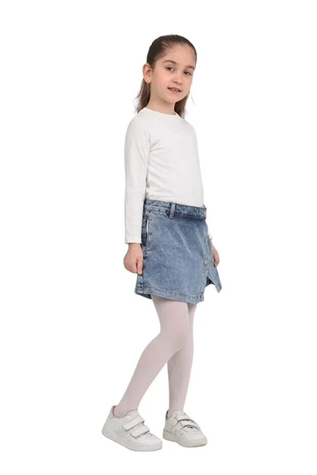 Детские шорты для девочек джинсовые на резинке Erdem Kids, Light Blue — фото 4