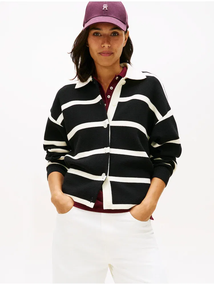 Кардиган с крупным полосатым узором TOMMY HILFIGER, Black