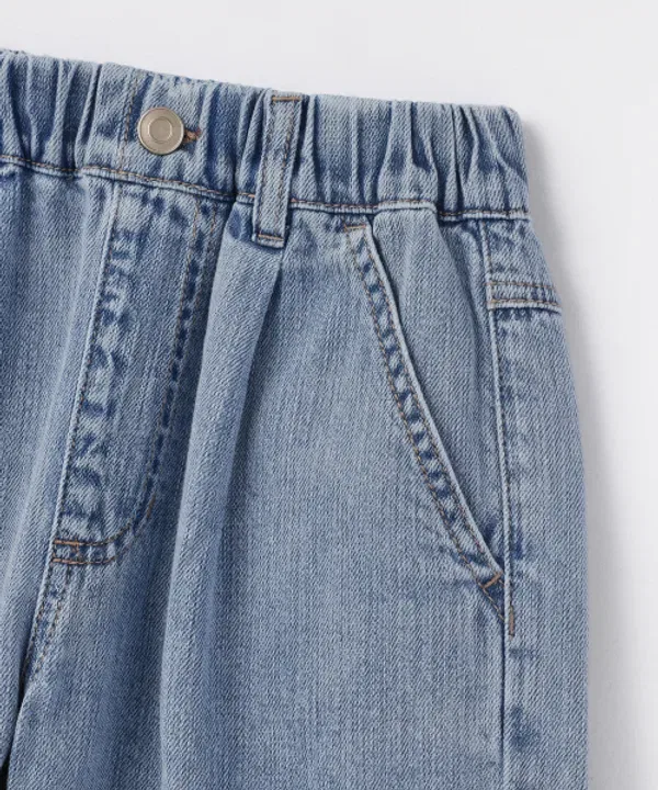 Шорты джинсовые широкие на поясе с резинкой, лен, Musinsa Standard Kids, Light Indigo — фото 4