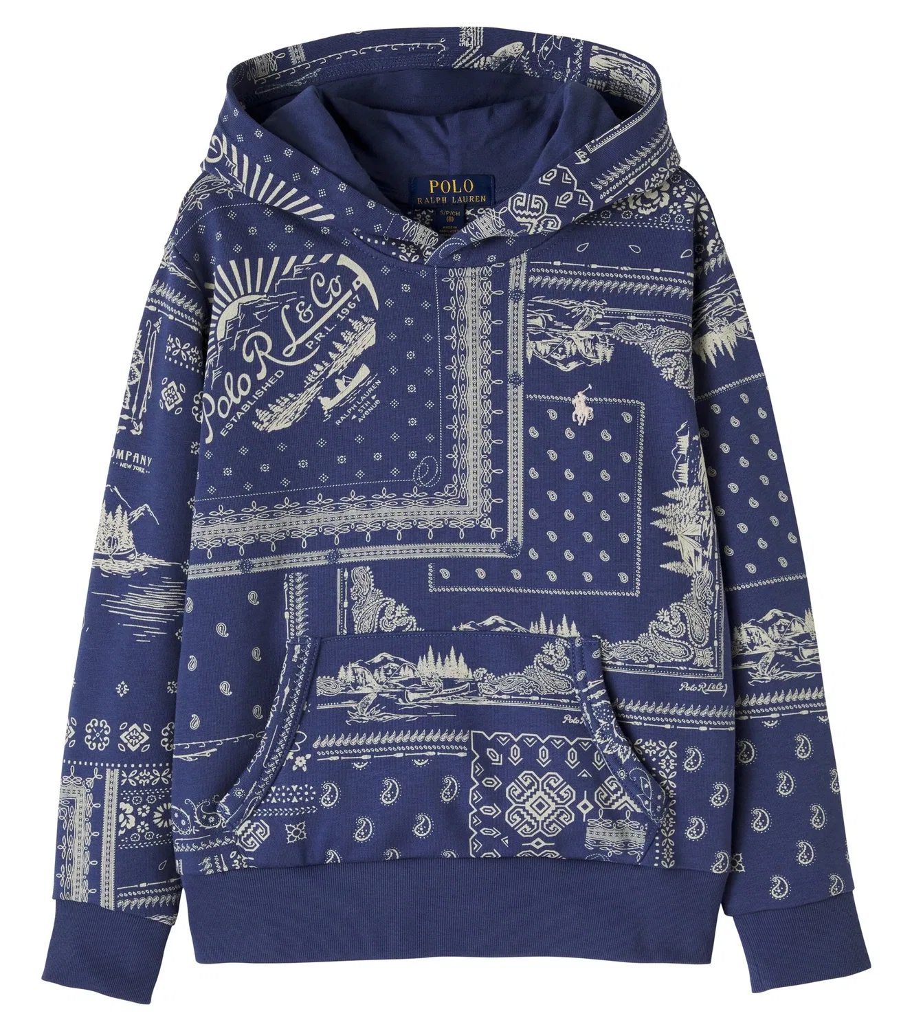 Худи с капюшоном и принтом Polo Ralph Lauren Kids, синий