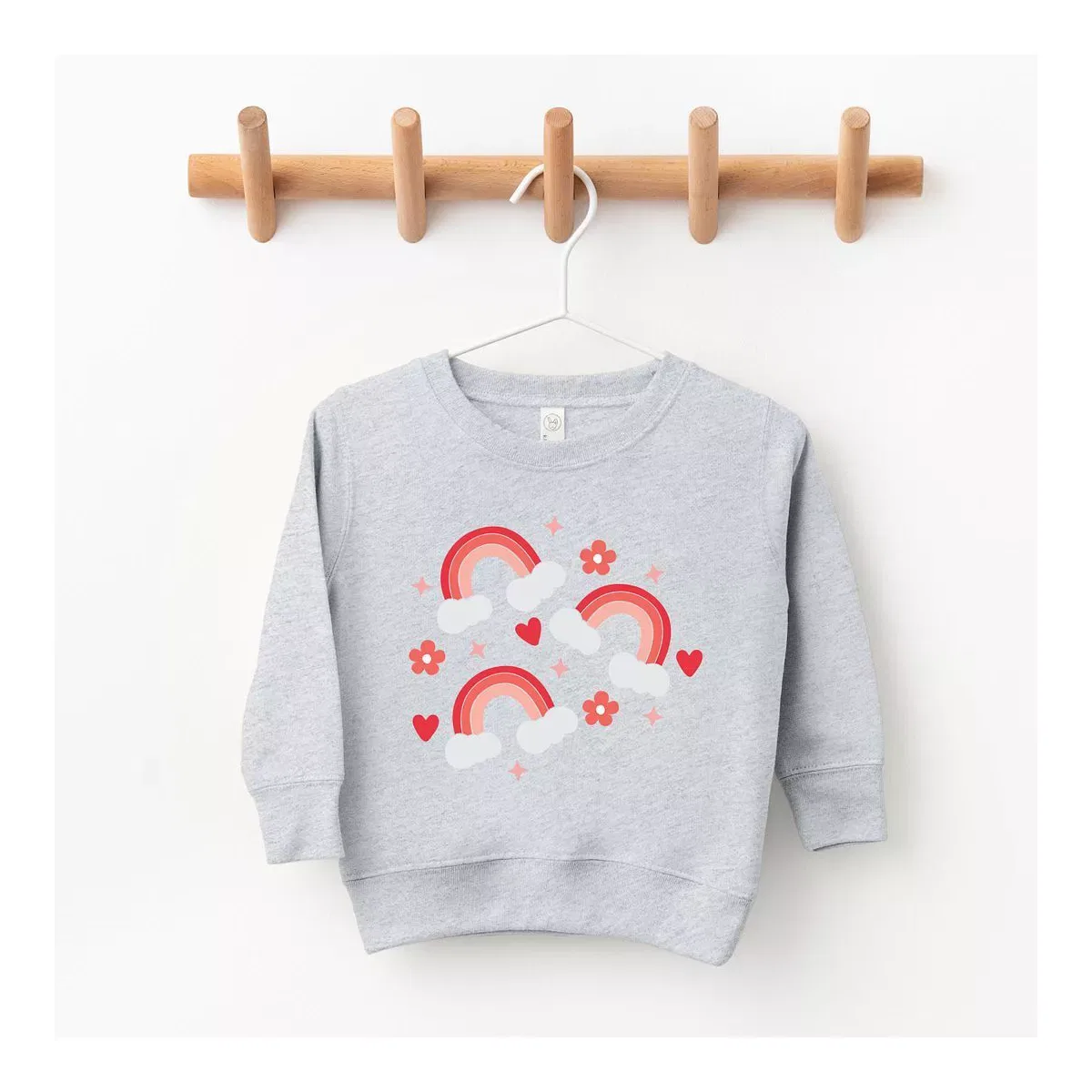 Детский свитшот для девочек с принтом Valentine Rainbow The Juniper Shop, Heather Grey