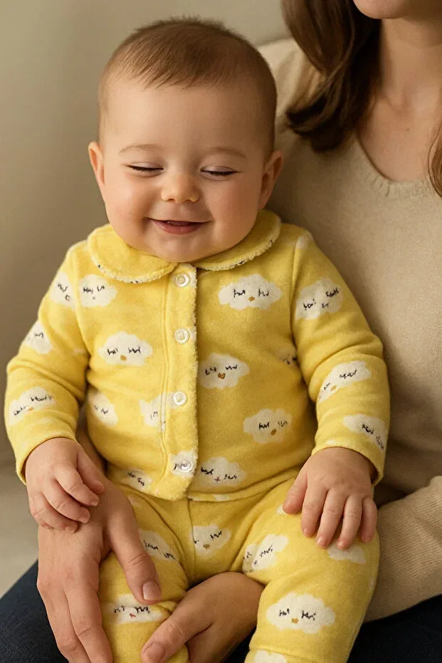 Детское боди-комбинезон для новорожденных с принтом Colorful Double Ladybug Anne Dokunuşu Gibi Kuzum Bebe, Yellow Bug — фото 2