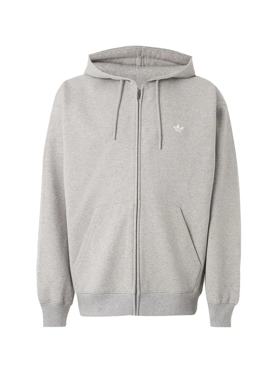 Худи на молнии ADIDAS ORIGINALS 'Trefoil Essentials' серого цвета