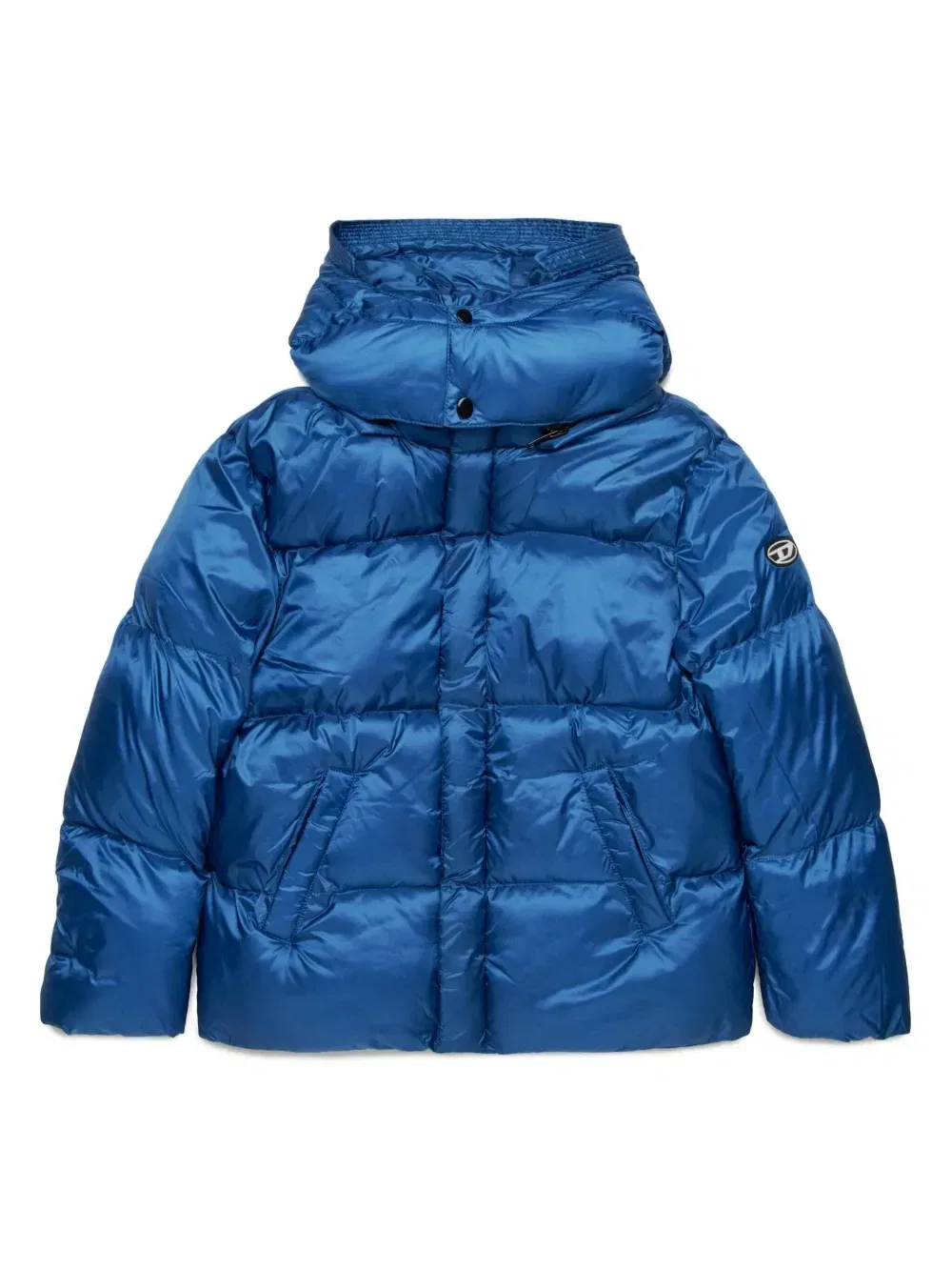 Пуховик с капюшоном и логотипом Diesel Kids, синий