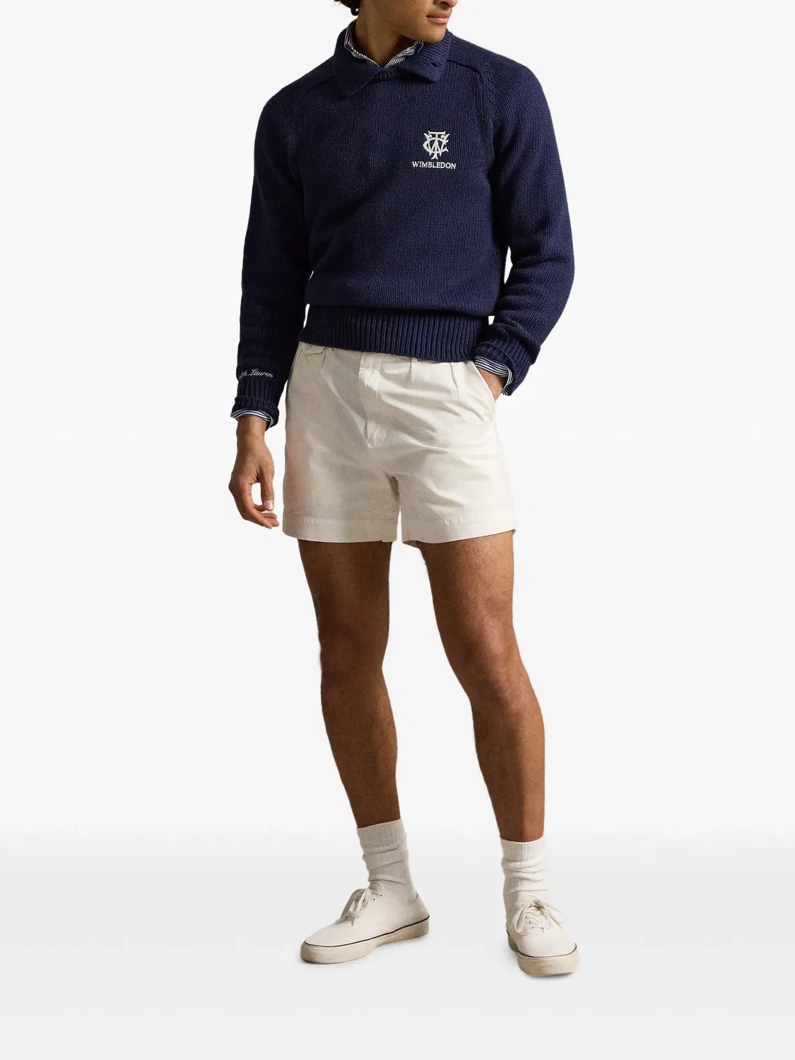 Свитер-поло хлопковый с вышивкой Polo Ralph Lauren, синий — фото 4