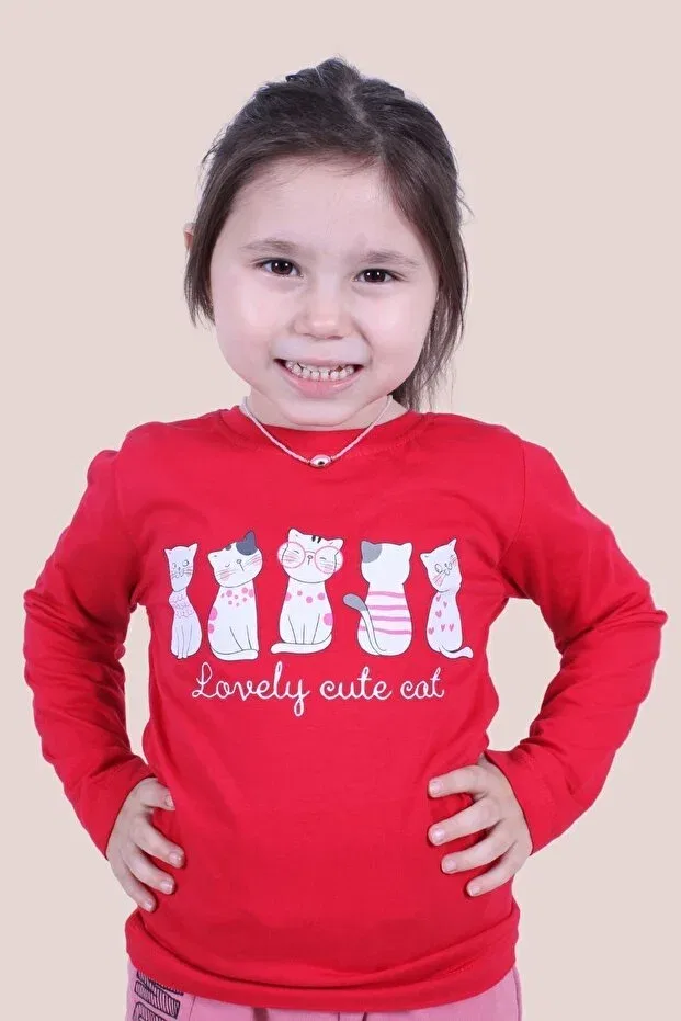 Детские свитшот для девочек хлопковый Girl basic sweatshirt Ya Ko Kids, Red