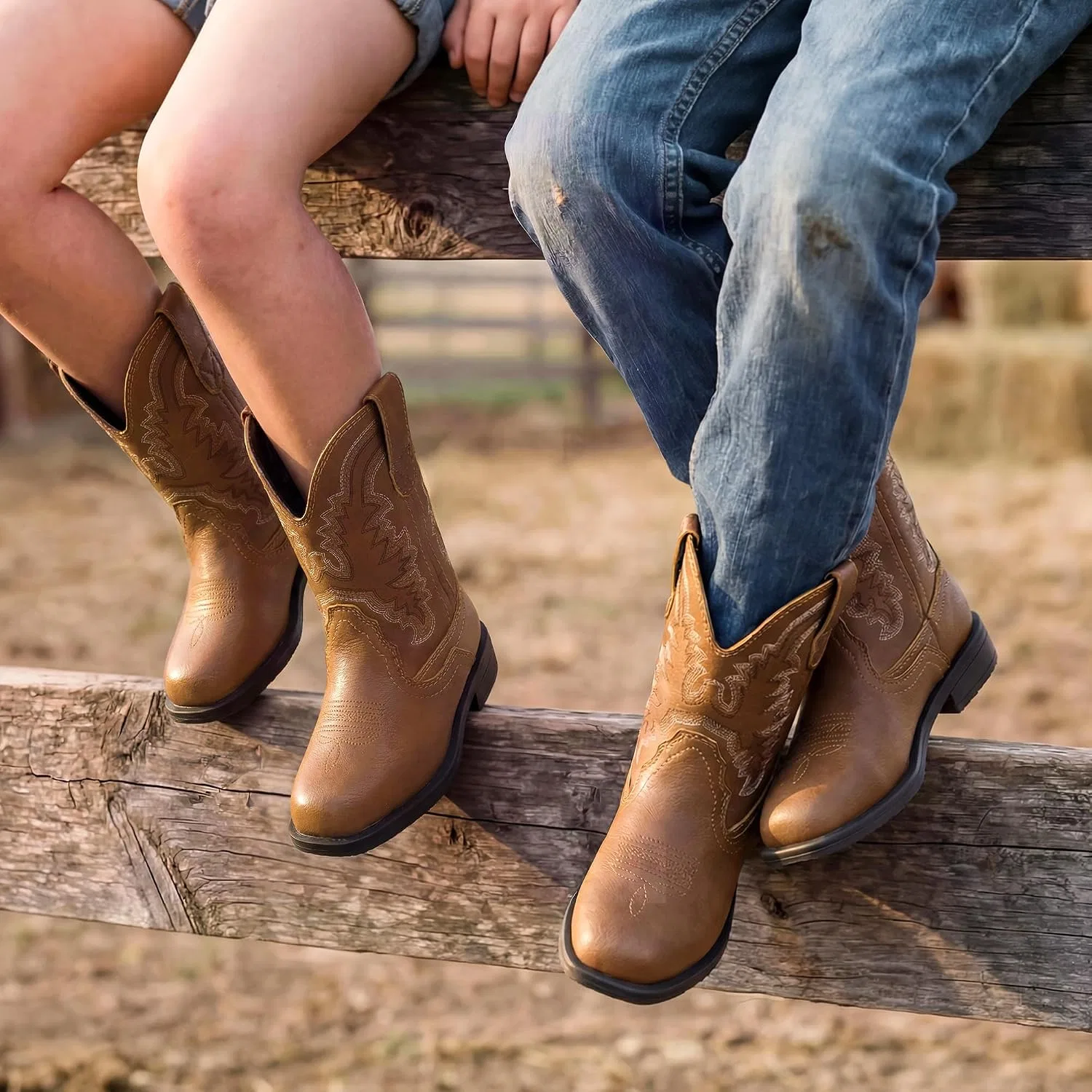 Детские сапоги для девочек с принтом Western Square Toe Horse Riding DREAM PAIRS, Brown — фото 3