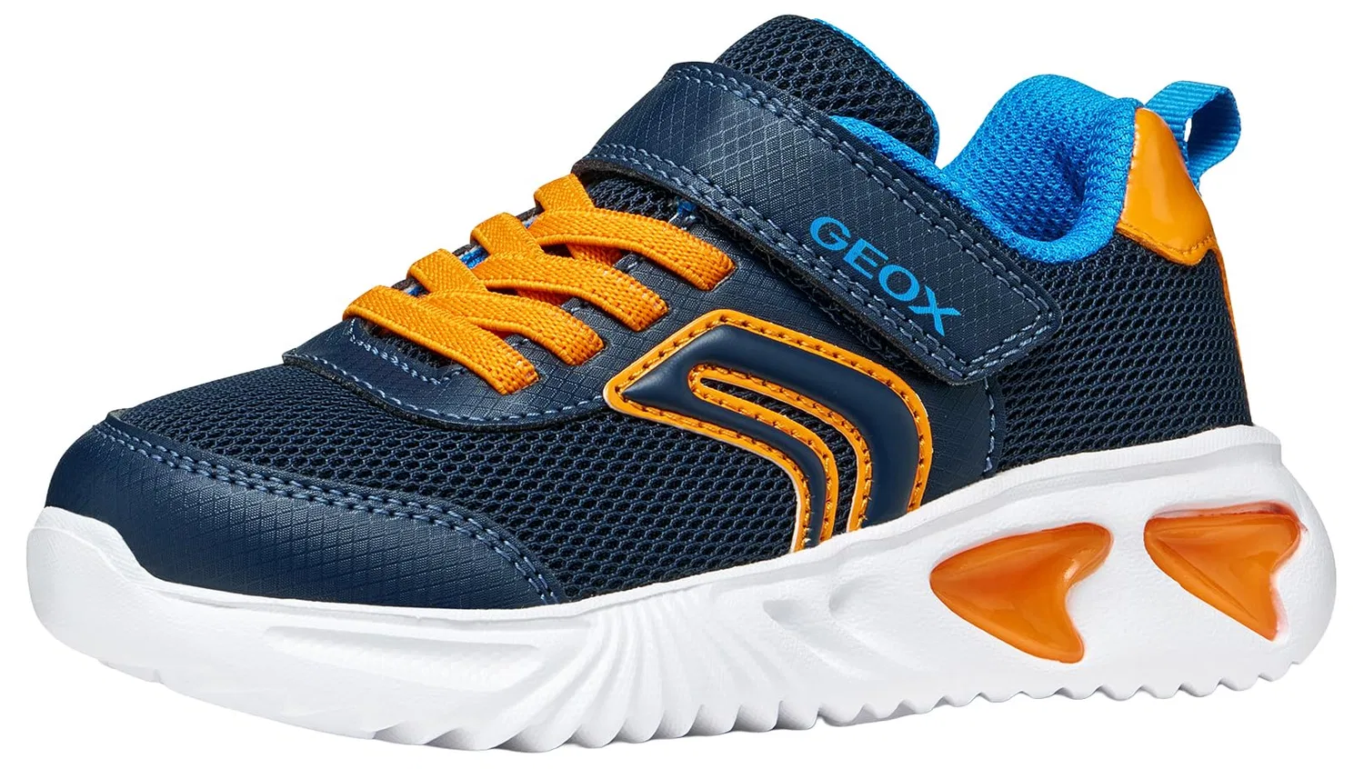 Детские кроссовки для мальчиков с подсветкой J Assister Boy C Geox, Navy Orange — фото 3