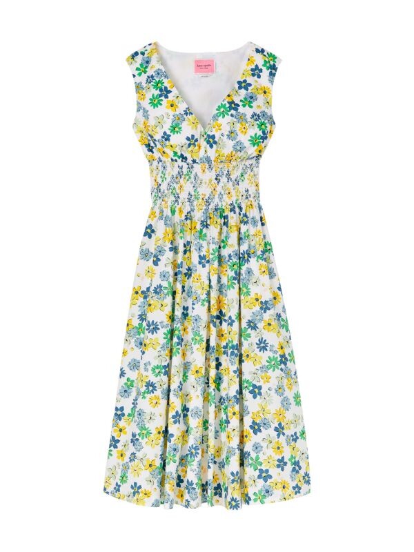 

Присборенное платье с цветочным принтом kate spade new york Fresh white