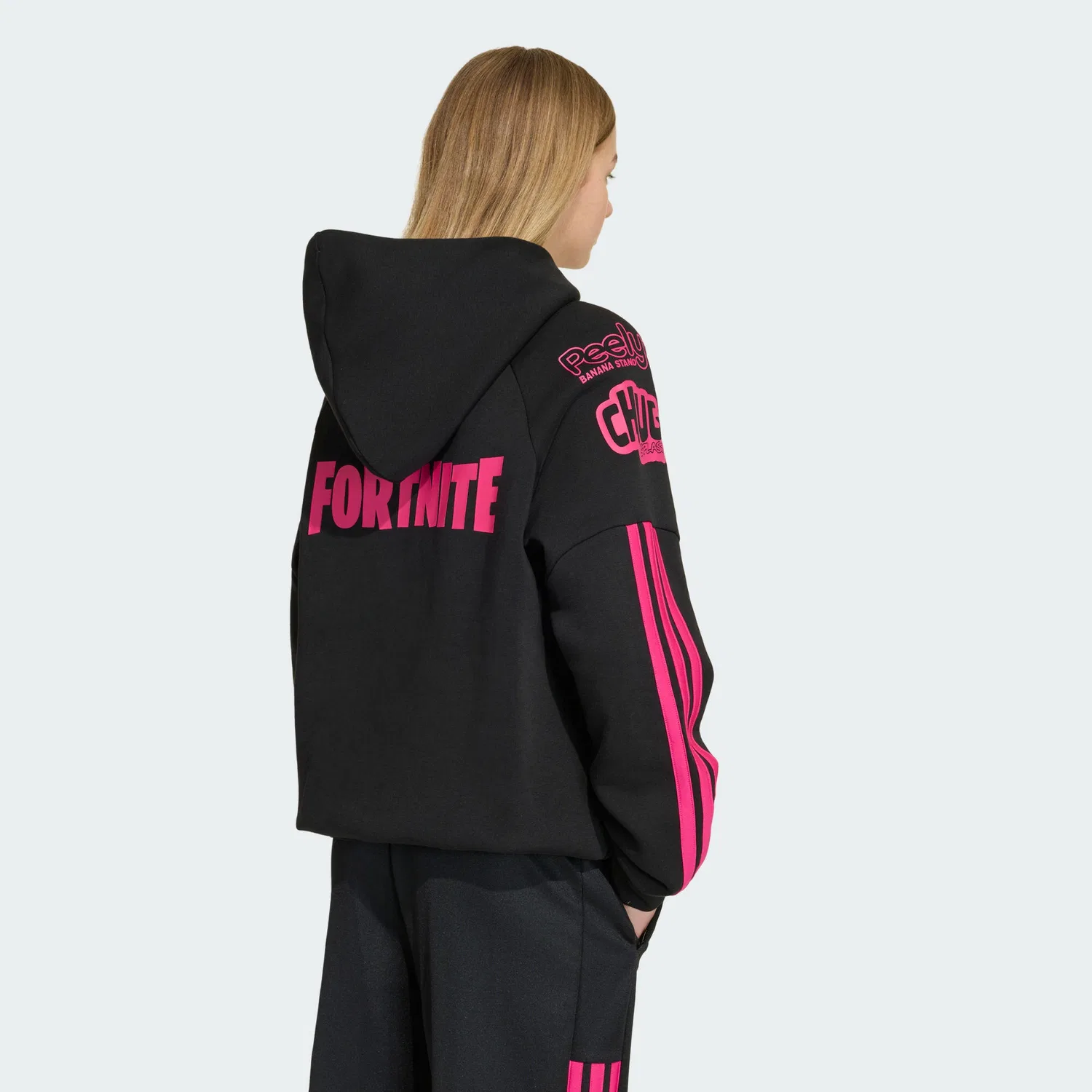 Детское худи с принтом adidas x Fortnite Adidas, Schwarz / Magentapink — фото 3
