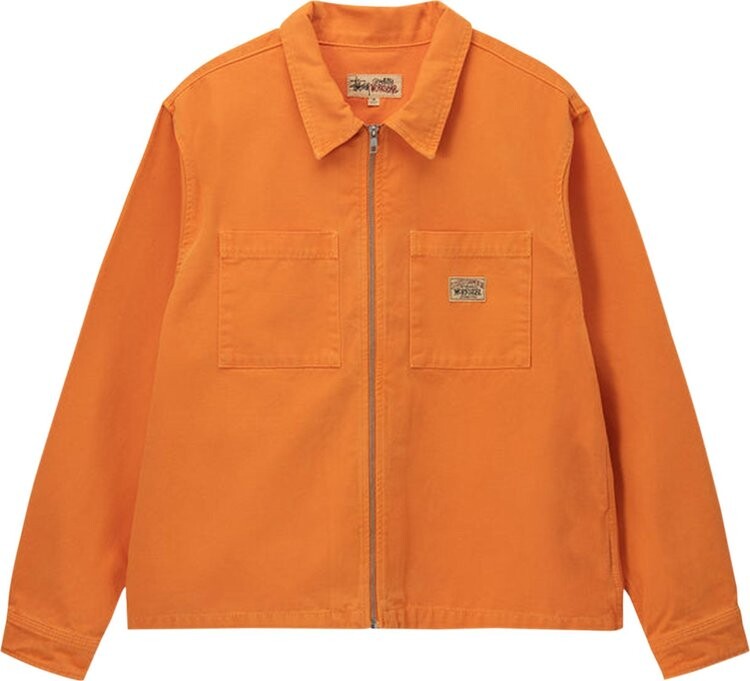 

Рубашка Stussy Washed Canvas Zip Shirt 'Orange', оранжевый