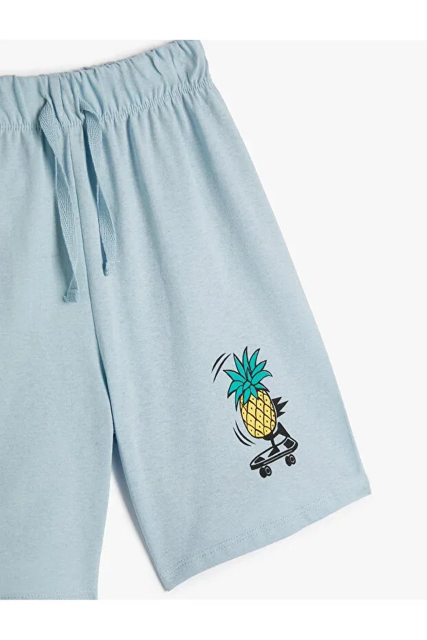 Детские шорты для мальчиков с принтом Shorts pineapple printed waist tied cotton Koton, Blue — фото 3