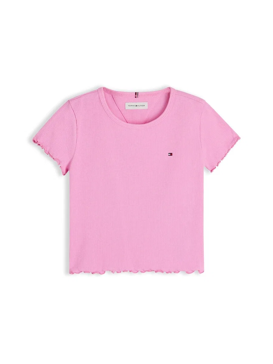 Футболка TOMMY HILFIGER 'Essential Extra Slim Short Sleeve' в розовом цвете