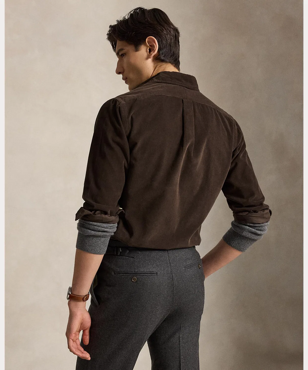 Мужская классическая рубашка из вельвета с длинным рукавомPolo Ralph Lauren, Brown — фото 4