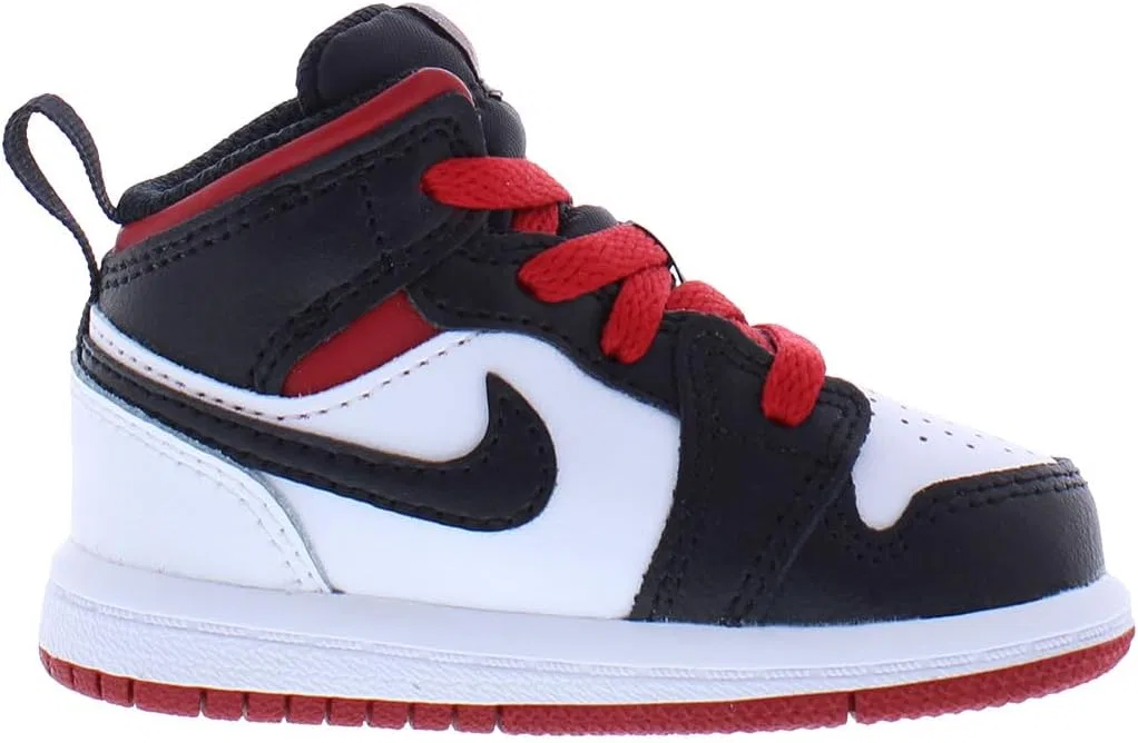 Детские кроссовки для мальчиков Air Jordan 1 Mid GS Nike, White/Gym Red/Black/White — фото 2