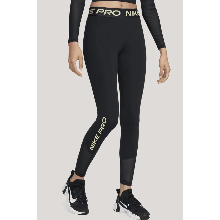 Леггинсы женские с принтом Pro Dri Fit Mid Rise Full Length Leggings Nike, Черный