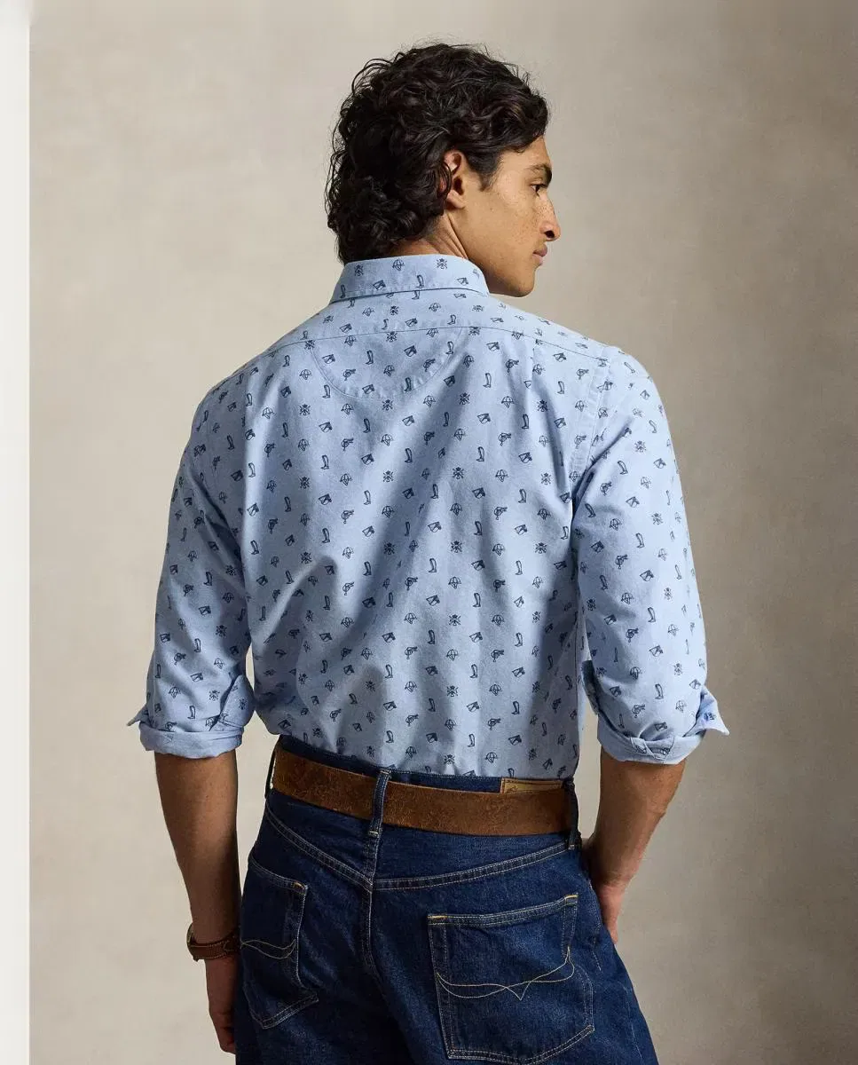 Мужская оксфордская рубашка хлопковая Polo Ralph Lauren, Azul Claro — фото 2