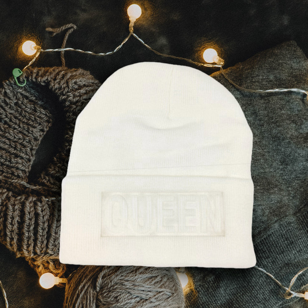 

Вязаная шапка-бини Queen Message Solid Knit FASHNZFAB, белый