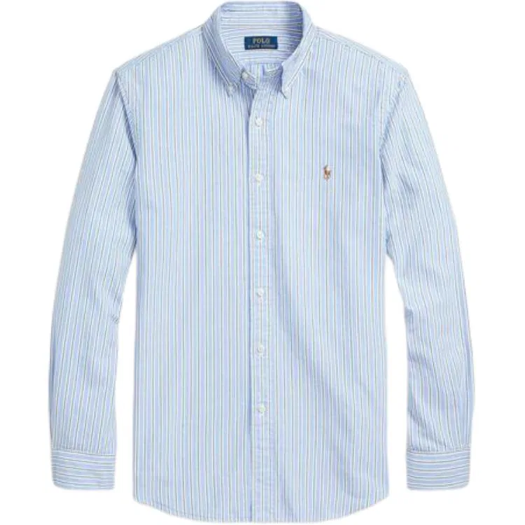Мужская рубашка-поло с длинным рукавом Polo Ralph Lauren, Blue & White Multicolor