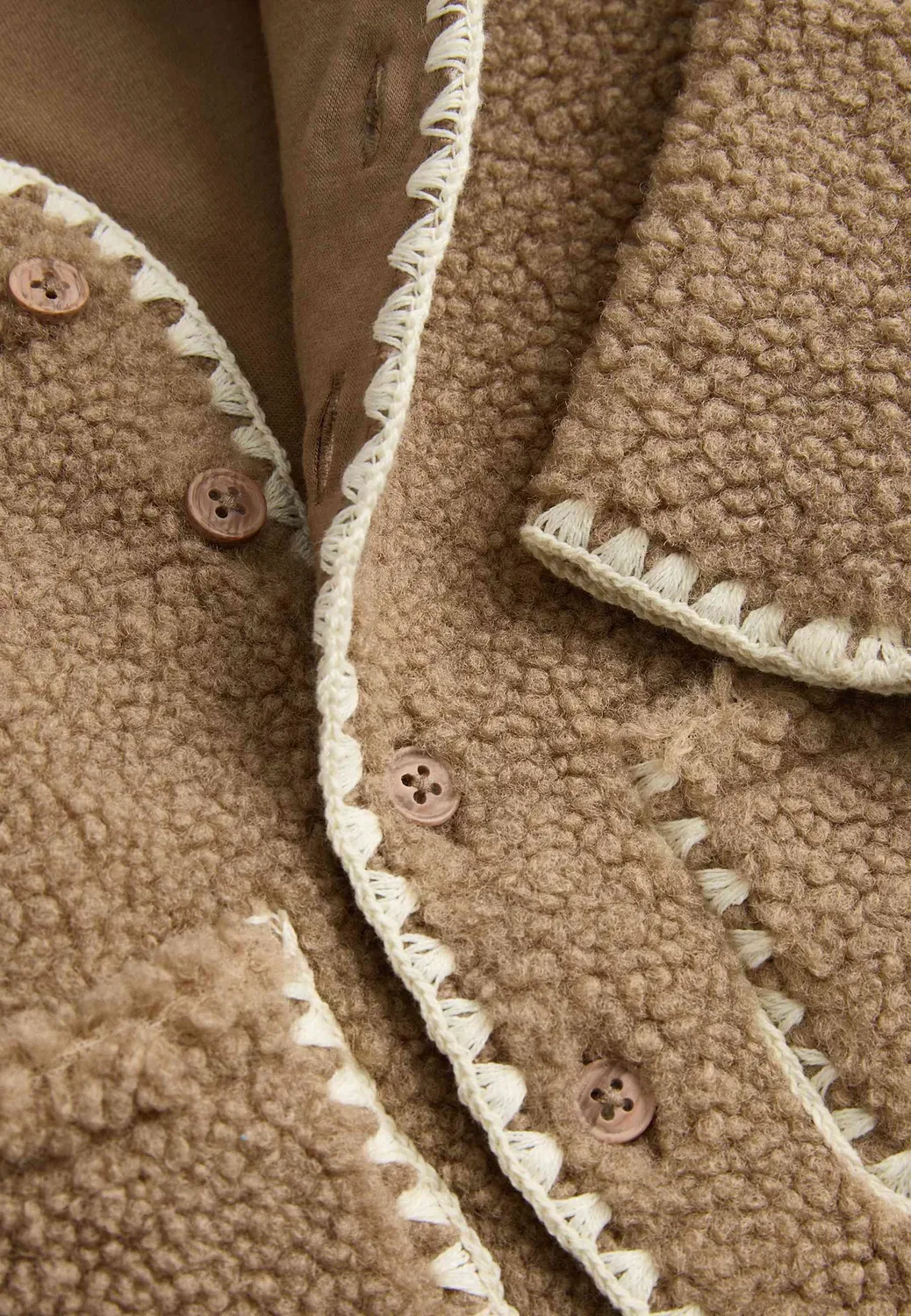 Куртка Borg с ушками (0-12 месяцев), унисекс - флисовая куртка Marks & Spencer, Mushroom — фото 3
