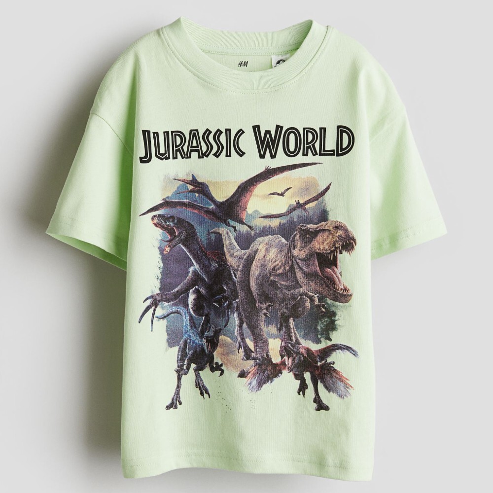 

Футболка H&M Kids Printed Jurassic World, светло-зеленый