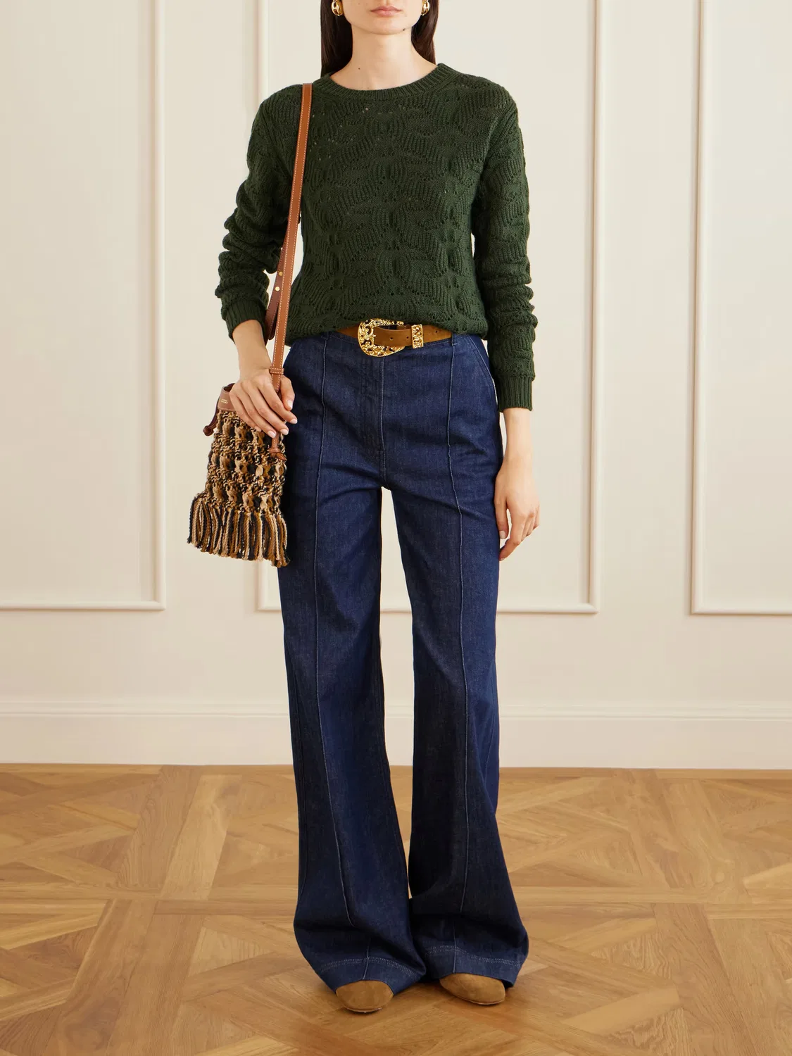 Свитер из шерстяной смеси Etro, темно-зеленый — фото 2