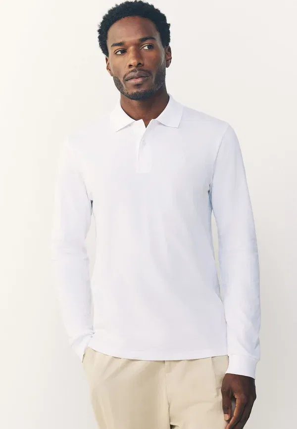 Футболка поло с длинным рукавом Slim fit Next, белый