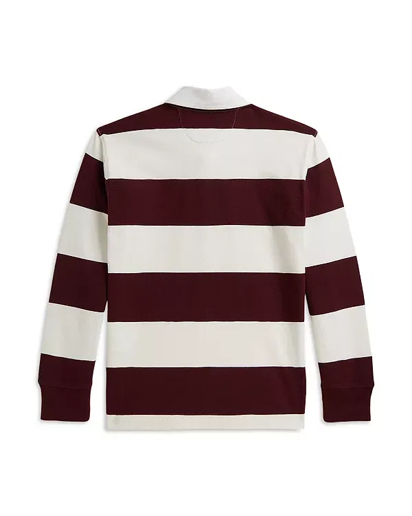 Детская рубашка-поло для мальчиков с длинным рукавом The Iconic Rugby Shirt Ralph Lauren, Rich Ruby/Nevis — фото 2