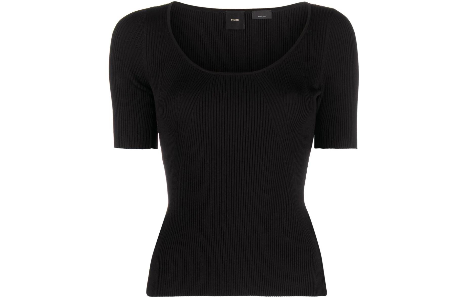 

Футболка с круглым вырезом и рубчиком PINKO, черный