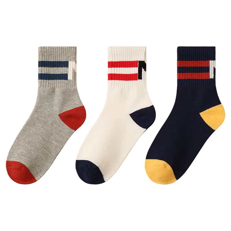 Детские носки хлопковые 3 пары Red bean, Mixed Color