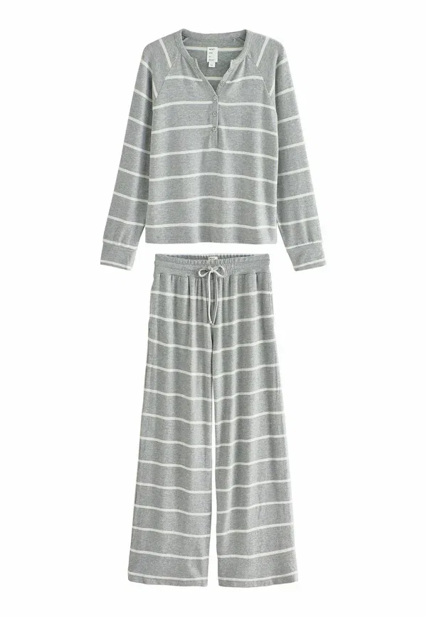 Пижамный комплект из вискозы с длинным рукавом Regular fit - Cosy Long Sleeve - Pyjama Set Next, Grey Stripe, серый