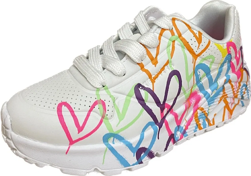 Детские кроссовки для девочек Uno Lite Skechers, White Multi Neon